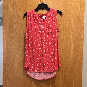 Market & Spruce Floral Sleeveless Blouse - Coral